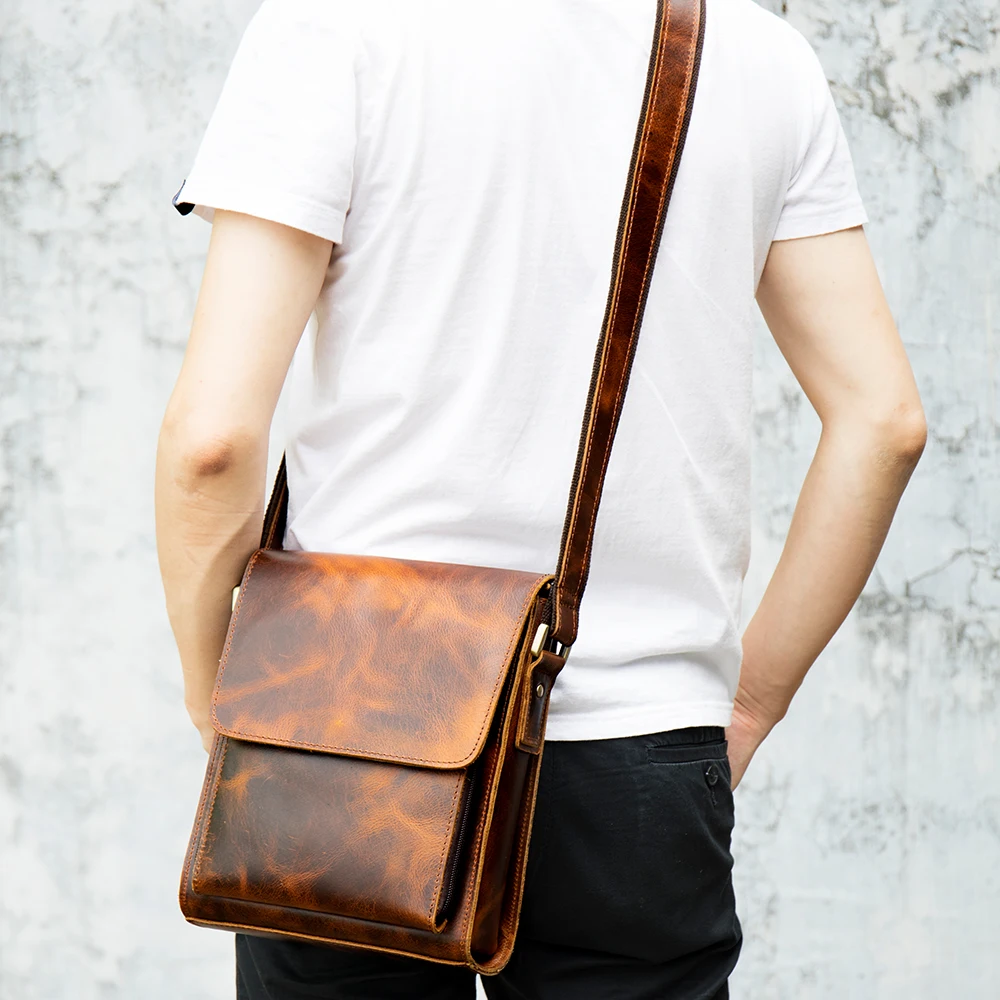 WESTAL Men\'s Leather Bag Casual Shoulder Bag Genuine Leather bolsas Flap Dropshipping Men\'s Desinger Messenger Bags Male 7433