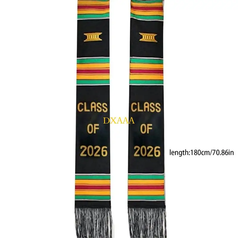 DXAA Class of 2026 Graduation Stole Double Layered Fringed Shawl Award Ceremony Sash - view 6