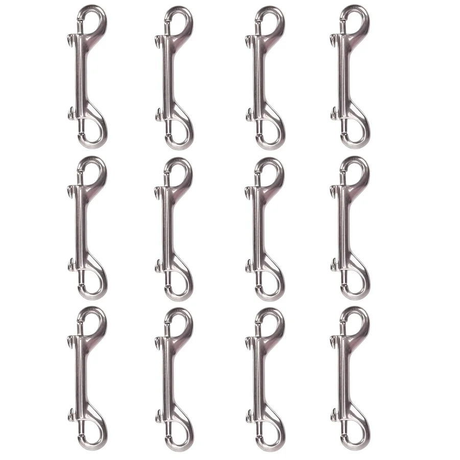 12 Pieces of Spring Metal Buckles, Double-Headed Diving Hook - Pull Rod Ring Eye Bolt Snap-On Climbing Buckle