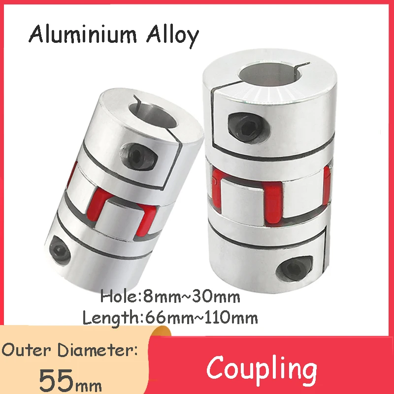 

Flexible Shaft Coupling 55mm O.D. Aluminium Plum Motor Connector Flexible Coupler CNC Machine Servo Stepped Motor OD x Lx Hole