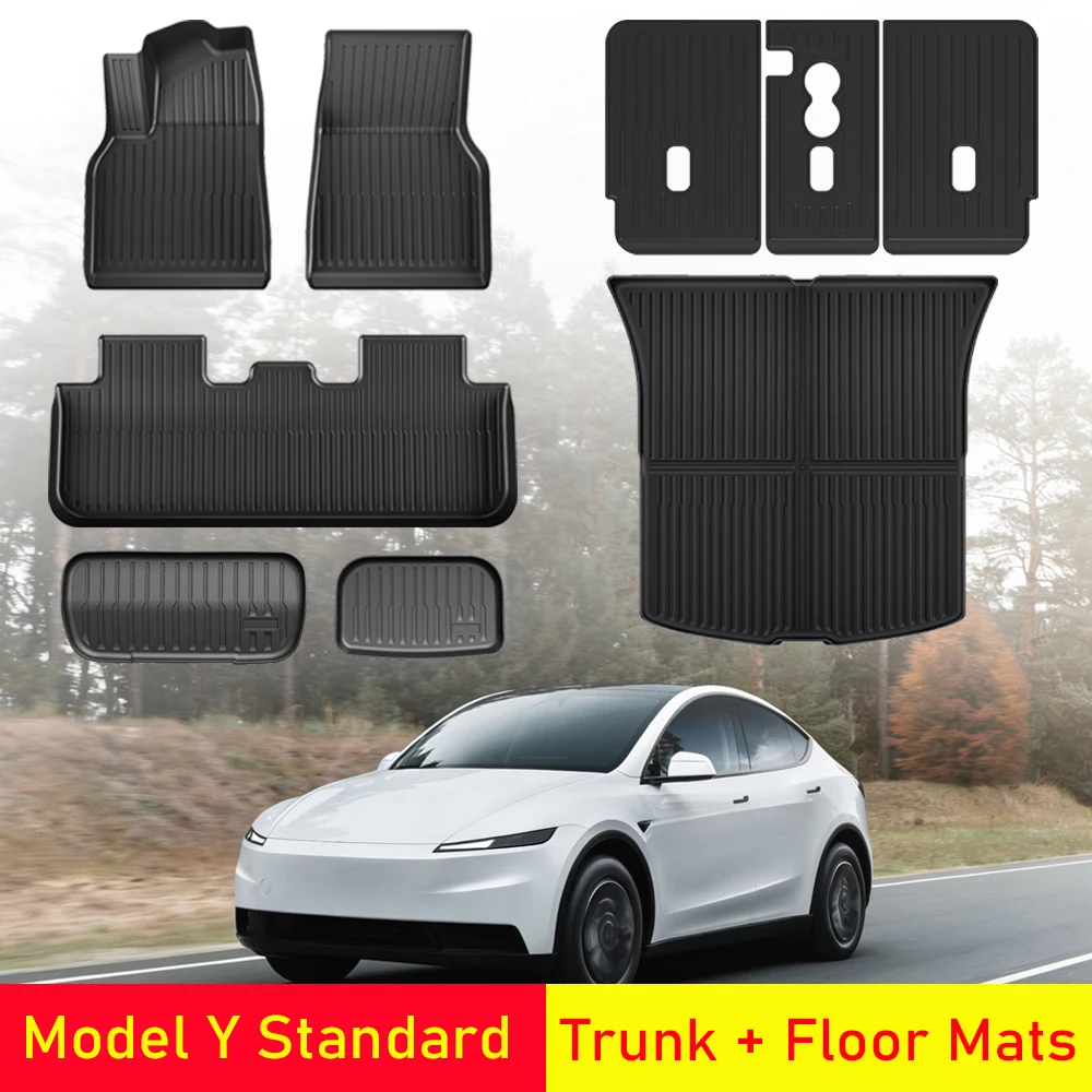 

Trunk Mats For 2026 2025 Tesla Model Y Standard Floor Mat Cargo Liners Backrest Pads (Not fit Model Y Premium and Performance)