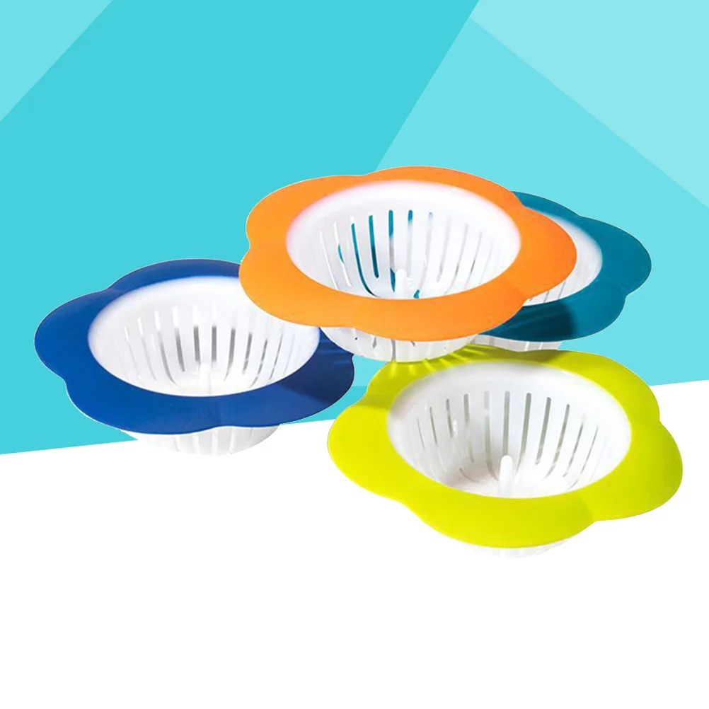 

4Pcs Flower Shape Drain Sink Strainer Plastic Kitchen Bathroom Floor Drain Screen Durable Practical Home Accessories