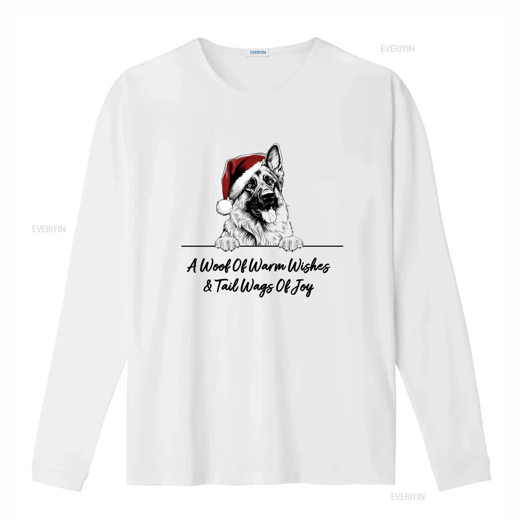 GERMAN SHEPHERD ALSATIAN Christmas Dog T Shirt Adults Kids Woof Wishes Tail Wags vintage Washed graphic Unisex Slightly fashion