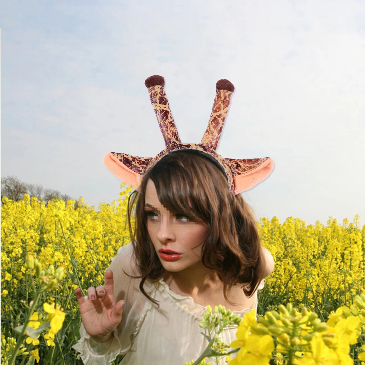 

6Pcs Headband Assortment Deer Ear Red Elk Snowman Giraffe Design Party Accessory for Holiday Celebration Festive Decoration