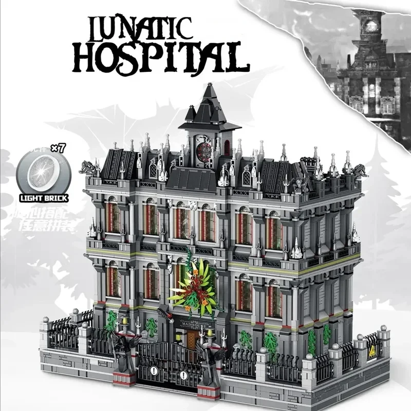 

MOC 613002 Lunatic Psychiatric Hospital Building Blocks Set Terror House Madhouse Castle Bricks Toys For Children Birthday Gifts
