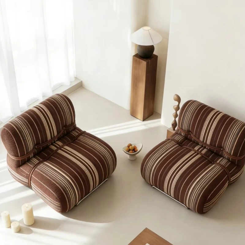Simple and comfortable striped fabric single sofa chair living room and lounge