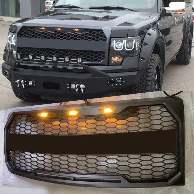 Modified For Ford F150 Grill Raptor Style For F-150 2009 2010 2011 2012 2013 2014 Racing Grills Front Bumper Grilles Grill Mesh