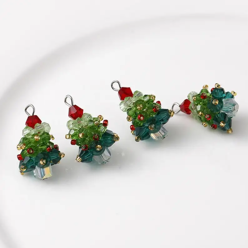 6 TEILE/SATZ Winter Weihnachtsbaum Charms Perlen Kristall Glas Handarbeit Gewebt für Ohrringe und Halskette Diy Herstellung Von Schmuck Geschenke – Detail 5