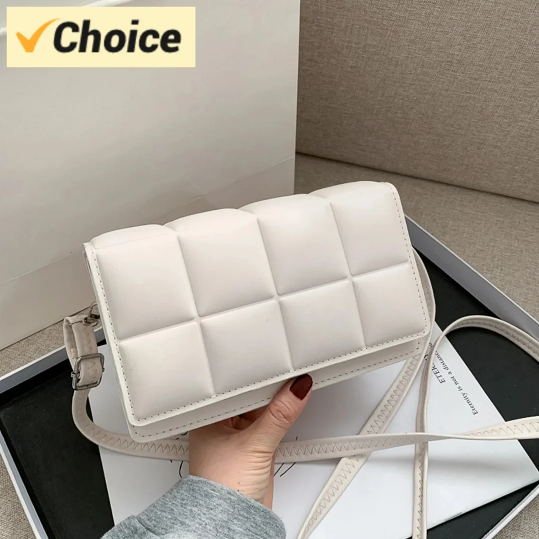 

Fashion Women's Bag Solid Color Indentation Small Square Bag Trendy Designer Mini Shoulder Bag, Magnetic Buckle Phone Wallet Pu