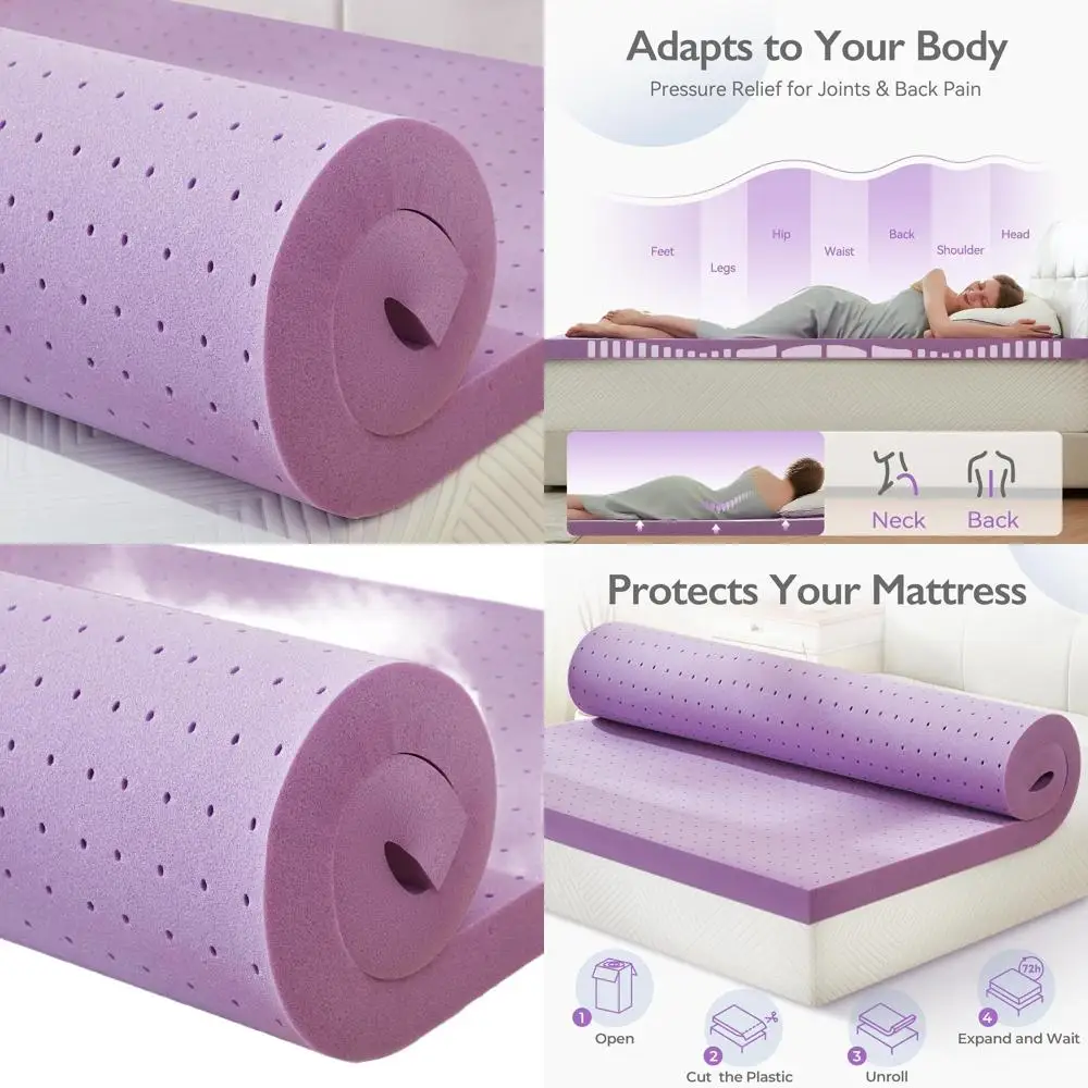 3 Alas Kasur Busa Memori Gel Pendingin untuk Mengurangi Tekanan & Penyangga Punggung, Bersertifikasi CertiPUR-US, Ideal untuk Asrama, California