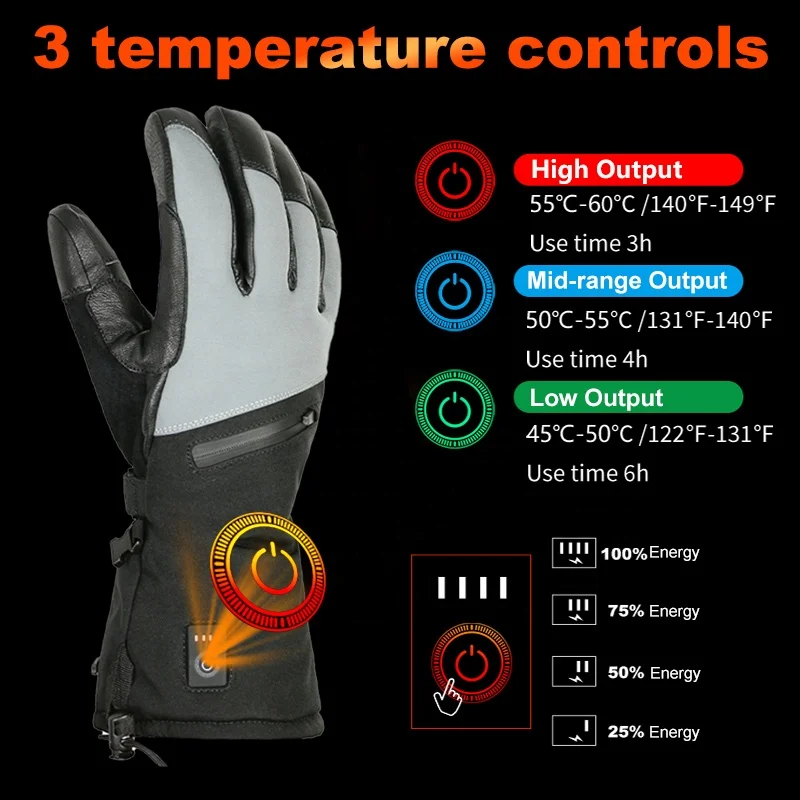 

Smart Electric Gloves Winter Warm Waterproof Motorcycle Outdoor Sports Electric Heating Gloves