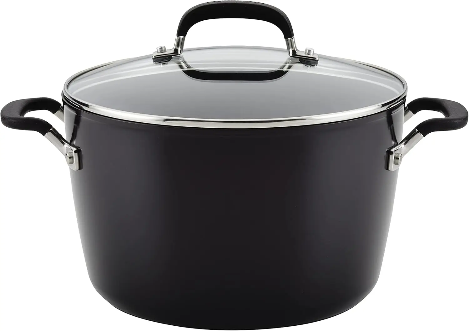 

Кастрюля с антипригарным покрытием из твердого анодированного алюминия, 8 кварт, с крышкой, цвет оникс-черный – Прочная кухонная посуда для супов и рагу