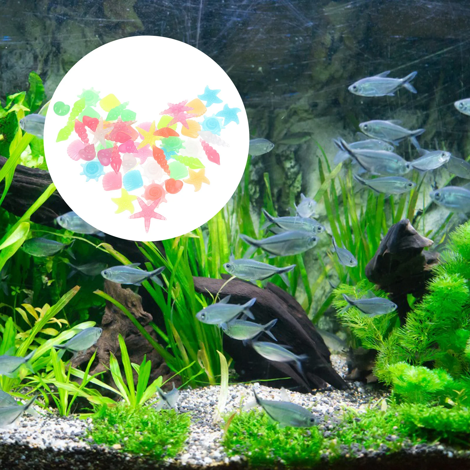 

50pcs Night Stones Resin Fish Tank Aquarium Decorative Pebbles Glow Dark Rocks Pet Glow Rocks Supplies