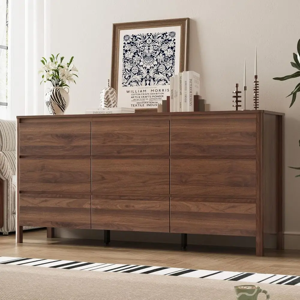 

63 Modern Bedroom Chest with Concealed Handles, Space-Saving Wooden Storage Organizer for Living Room or Hallway