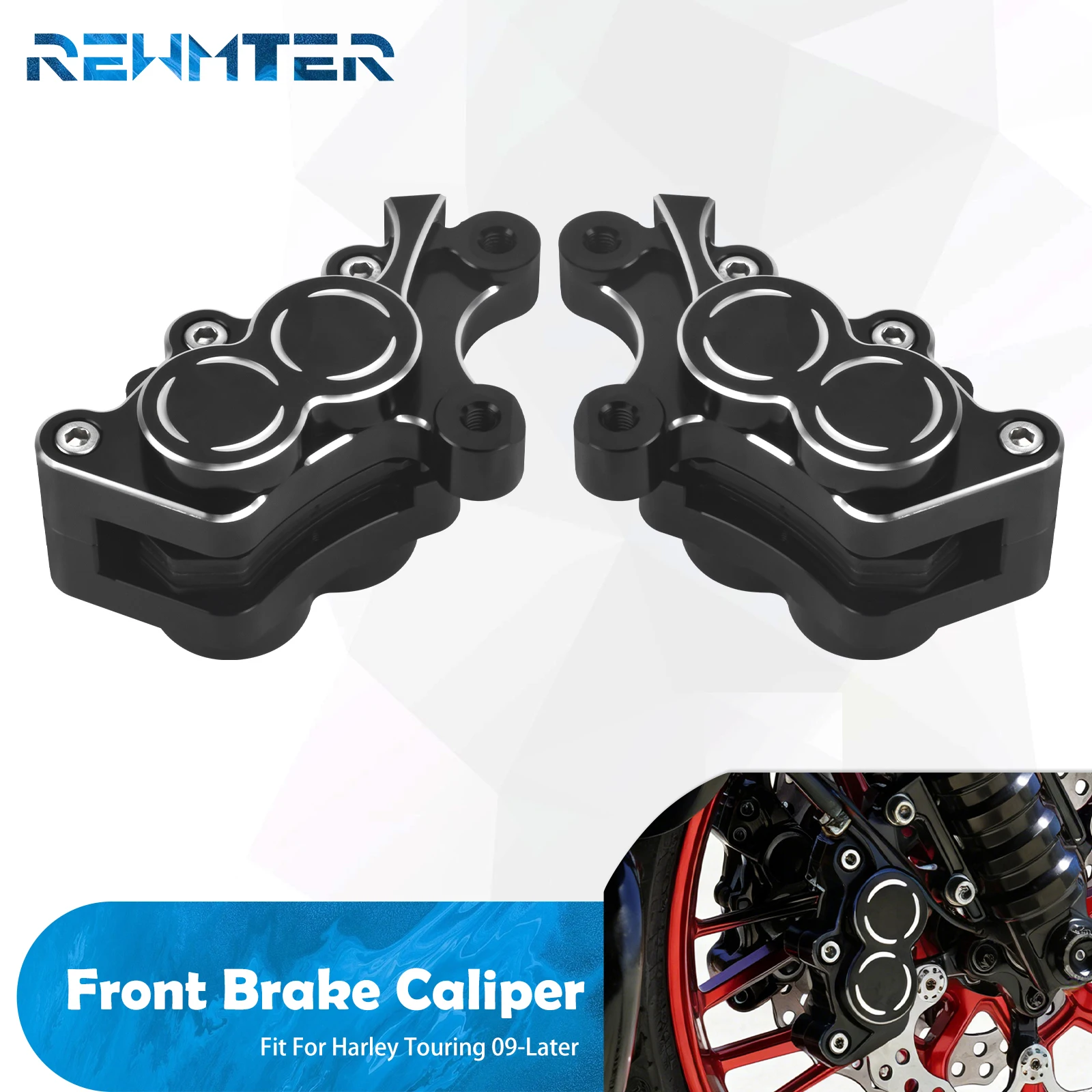 

Motorcycle Front Brake Caliper Kit Right Left Aluminum Brake Cover For Harley Touring Street Electra Glide Road King FLHR 09-Up