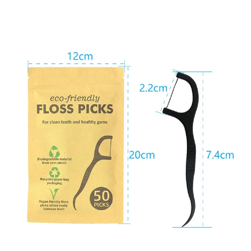 10×50Pcs/Bag Floss Dental Cleaning Flosser Degradable PLA Environmentally Dental Floss Stick Toothpick with Threads Eco Friendly