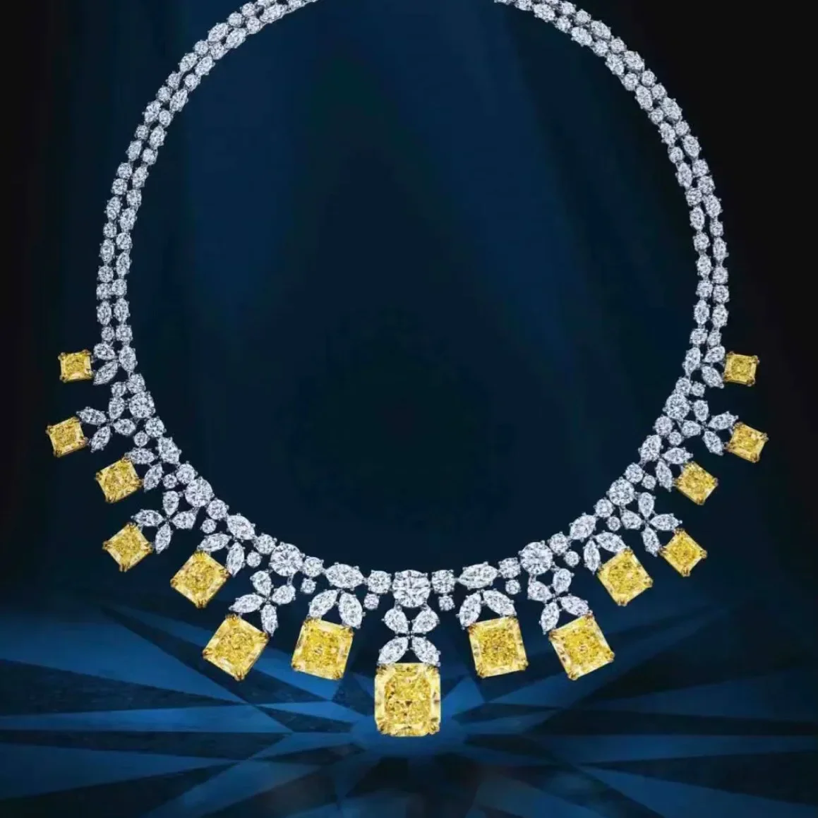 S925 Sterling Silber Halskette Luxus Diamant Abendhalskette Set Kette für Damen – Detail 7