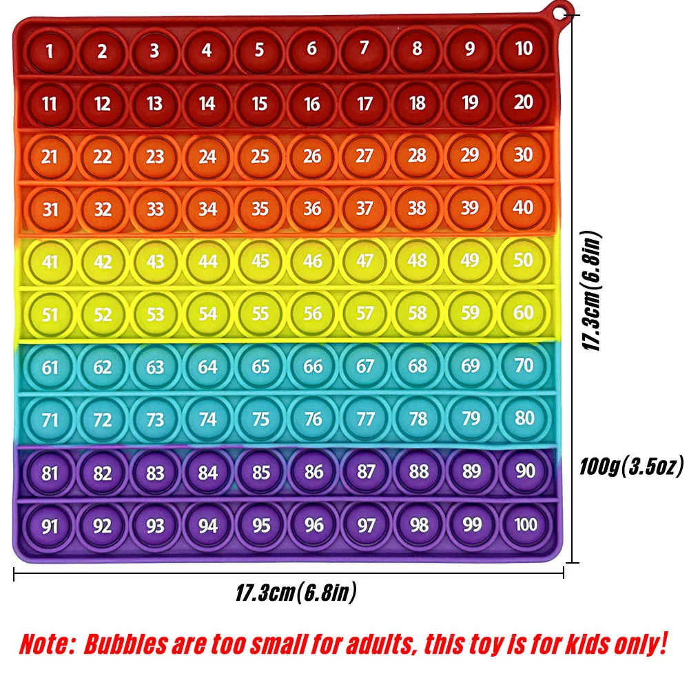 1-100 Numbers Learning Math Counting Games Pop Toys, Silicone Popping Mat Push Bubble Educational Toys for Preschool Children