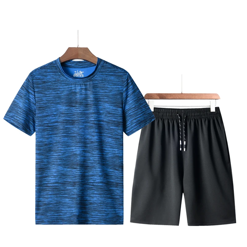 

Men's casual suit, men's running equipment, gym, quick drying, casual short sleeved shorts, two pieces of summer sportswear