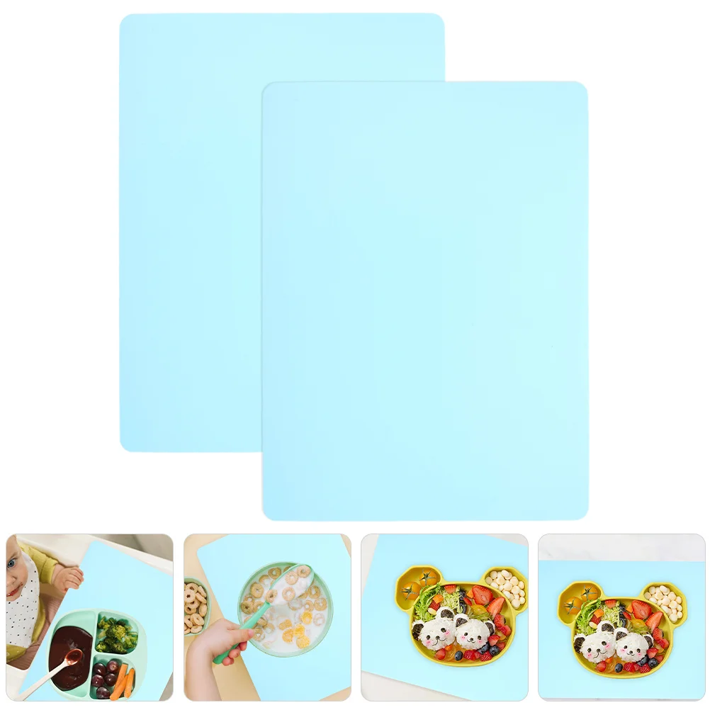 

2Pcs Silicone Children Placemats Lightweight Portable Silicone Placemat for Toddlers Kids Dining Table Baby Placemat