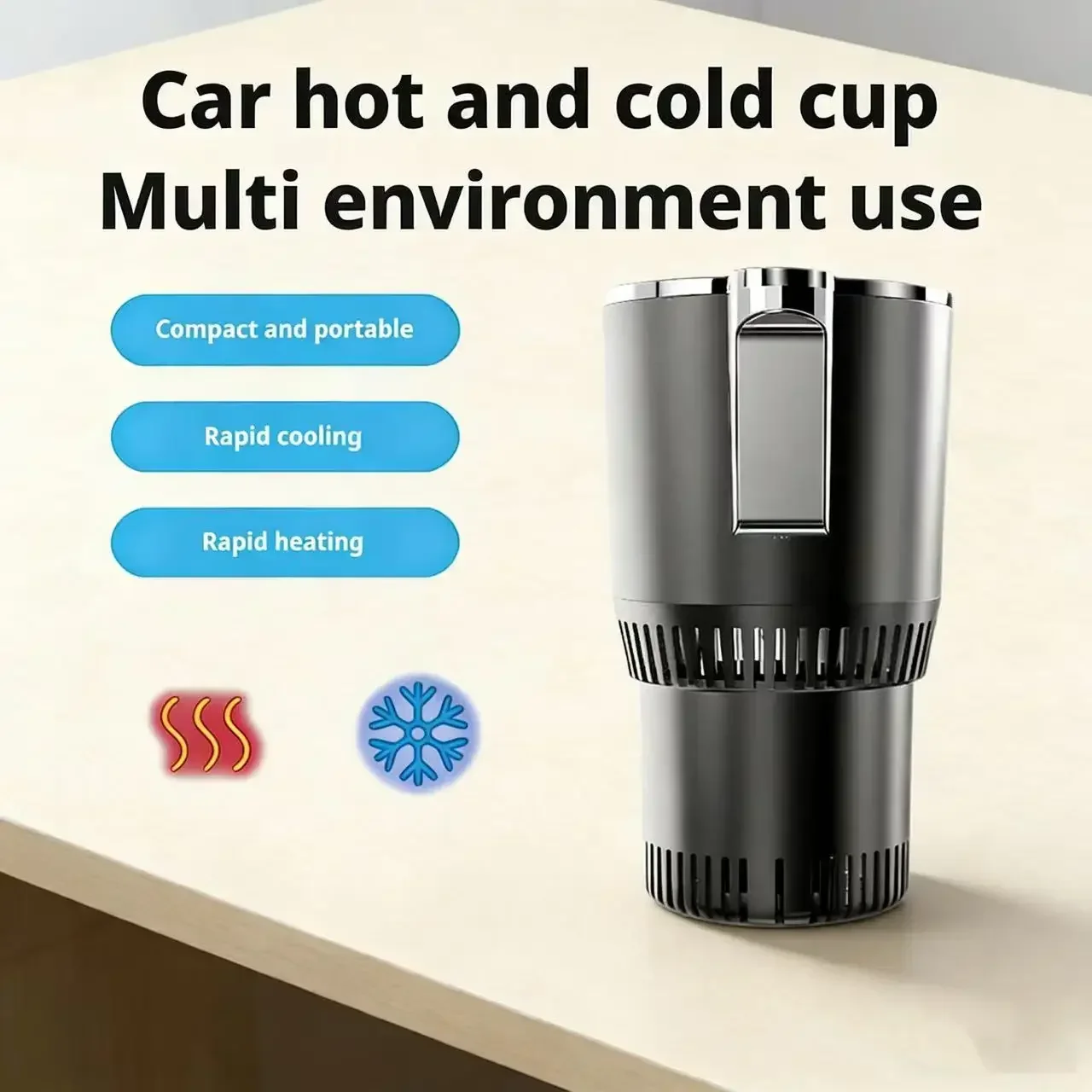 Car Portable Intelligent Fast Cooling Cup 2 IN 1 Rapid Cooler Holder Mini Cool Warmer Fridge for Travel Hot Cold Tumbler Beverag