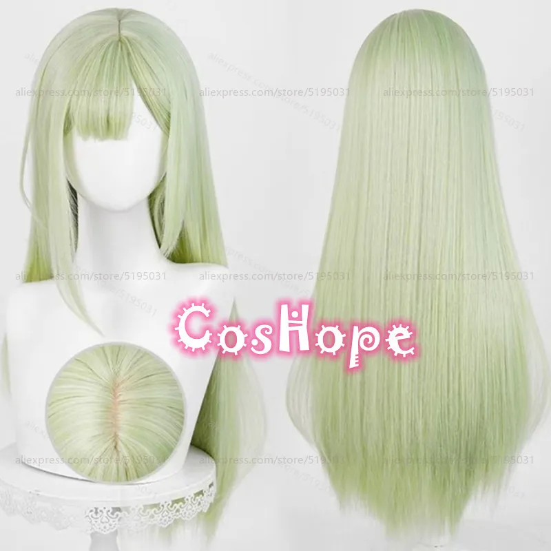 Mutsumi Wakaba Cosplay Wig 66cm Long Light Green Wig Cosplay Anime Cosplay Wigs Heat Resistant Synthetic Wigs