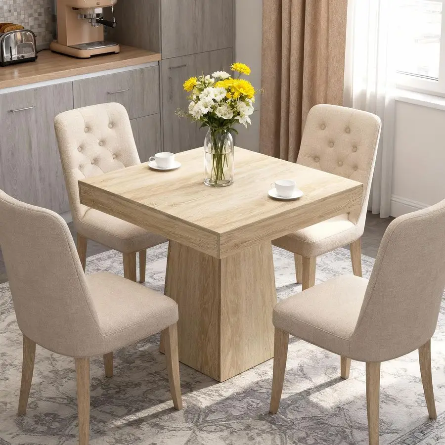 

Dining Table for 4, 31.5 Farmhouse Dinner Table, Small Dining Room Tables, Wooden Kitchen Tables with Pedestal Base for Kitchen,