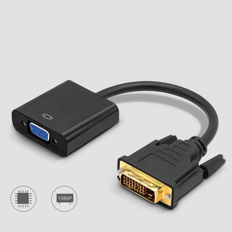 Convertidor DVI a VGA DVI-D DVI24 + 1 a VGA 1080P con Chip adecuado para conexión de ordenador portátil pantalla TV proyector