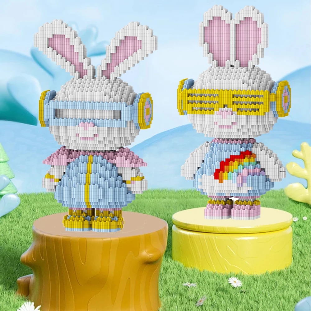 

Cartoon Rabbit Block Puzzle Toys DIY Small Particle Puzzle 3D Desktop Decoration Boys Girls Birthday Gift Decoration