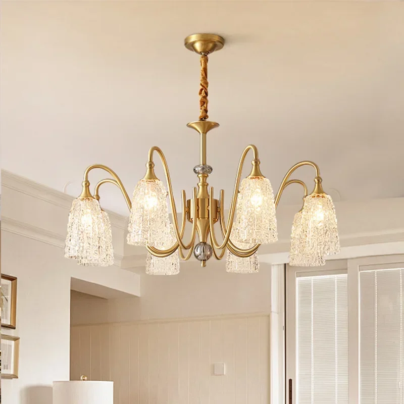 

GHEUVNJ Crystal American chandelier retro French light luxury living room bedroom dining room light European modern lighting fi