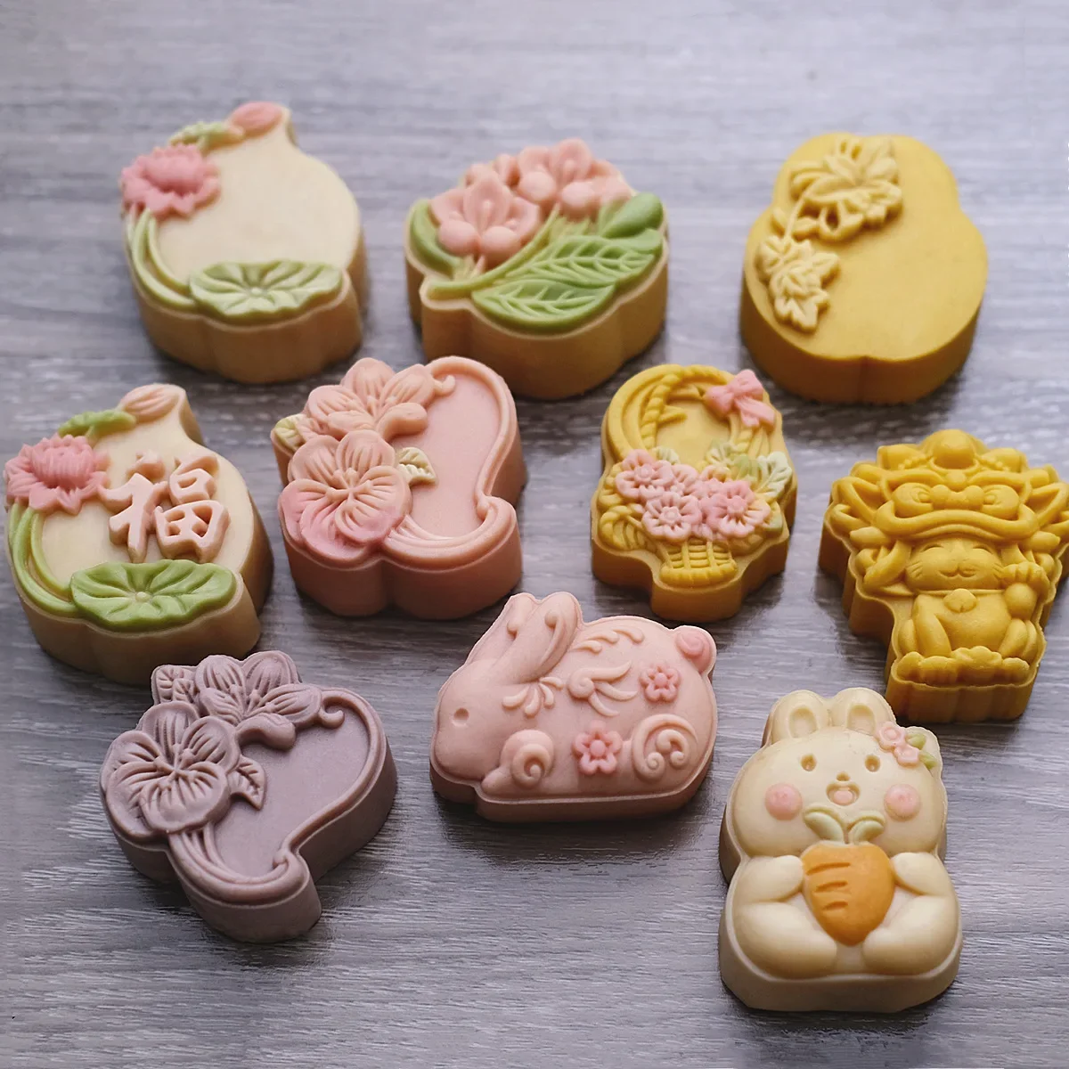 Molde para pastel de Luna de estilo chino con flores 3D, moldes prensados a mano para pasteles, cortadores de galletas, Fondant, galleta, cumpleaños, suministros para hornear DIY