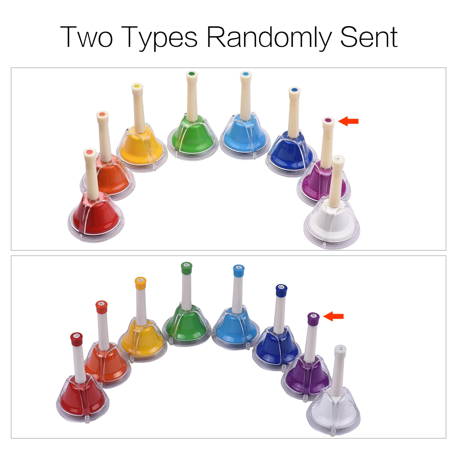 8 Note Diatonic Metal Bell Colorful Handbell Hand Percussion Bells Kit Musical Toy for Kids Children for Musical Learning Teachi