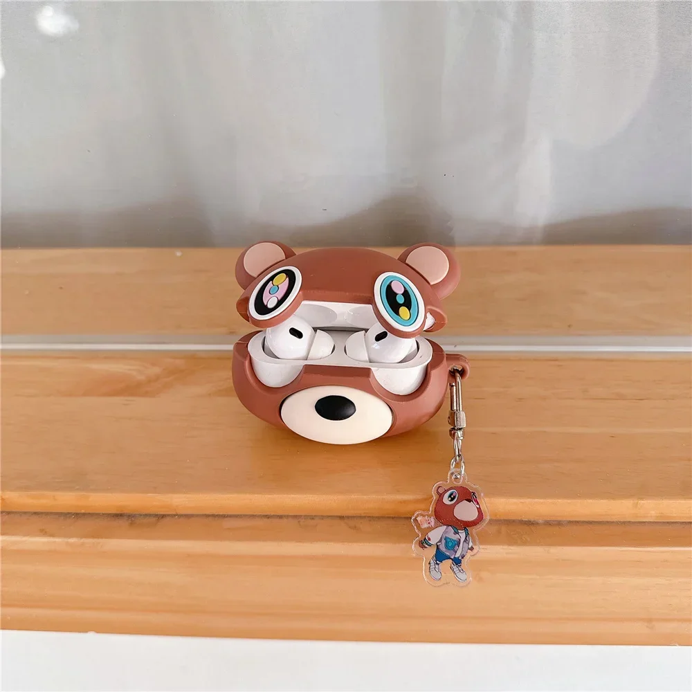 Bear Boy Earphone Case for Airpods 4 2024 Protect Cover for Apple Airpods 4 pro 3 Creative Anime Bag Decorate with Pendant Gift