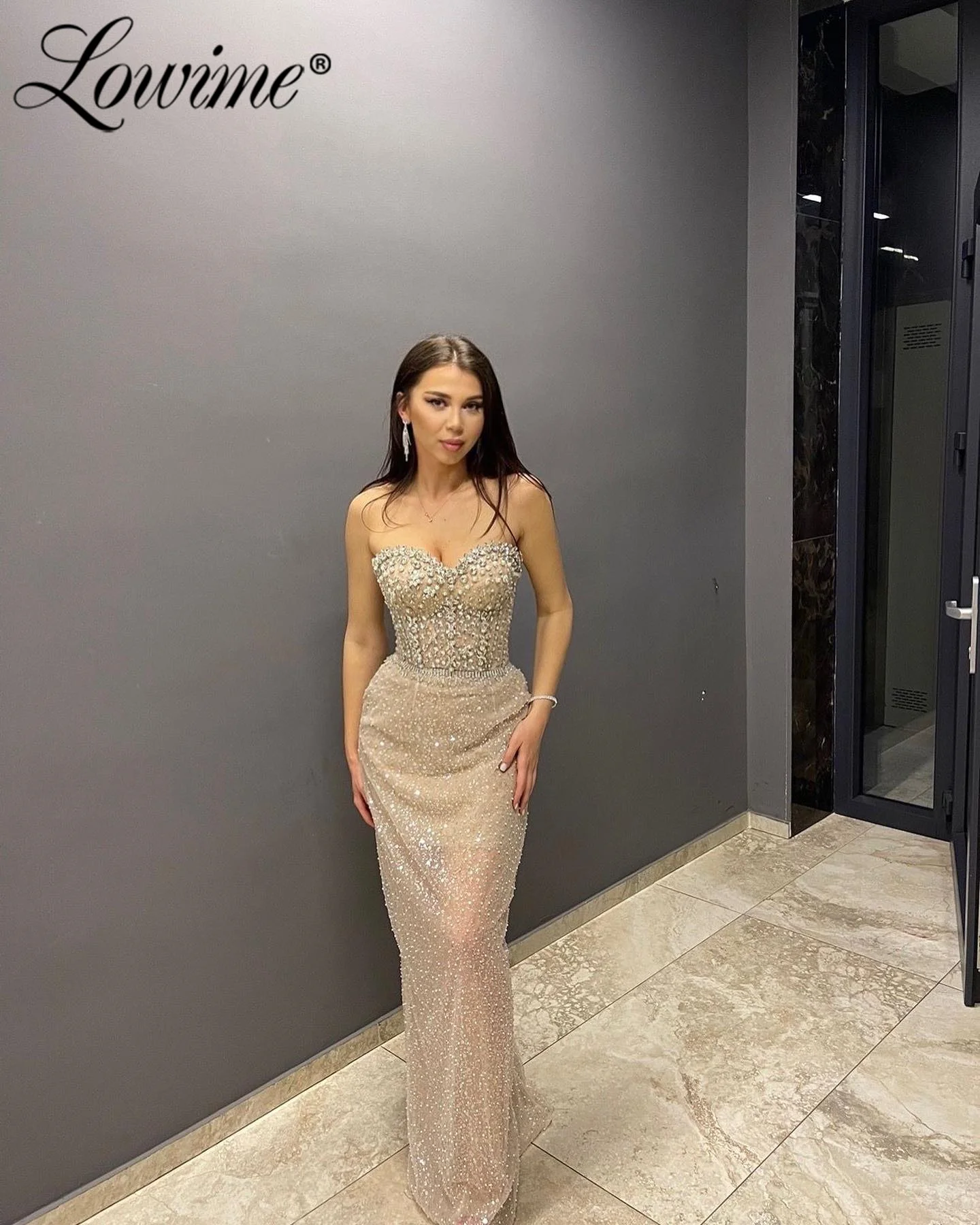 Champagne Prom Dresses 2024 Custom Made Cheap Vestido De Noche Crystal Arabic Evening Dress Gowns Mermaid Wedding Party Dress