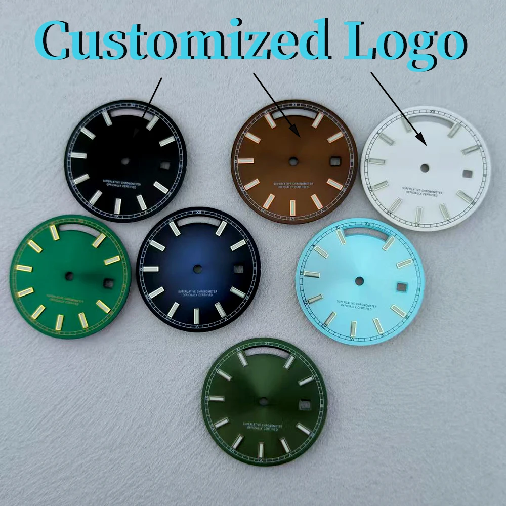 핫 세일 31mm 미요타 8285 다이얼 맞춤형 로고 시계 다이얼 녹색 발광 다이얼 미요타 8285 무브먼트 시계 액세서리