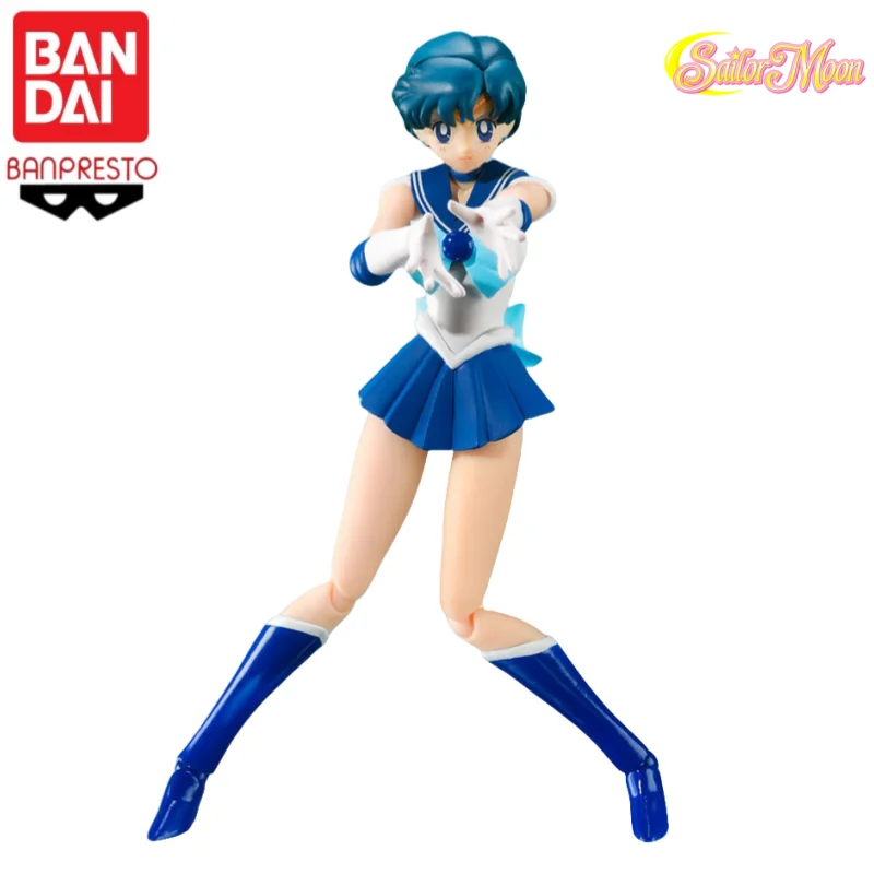 متوفر في المخزون الأصلي بانداي S H Figuartssailor Moon Mizuno Ami بحار بلوتو شخصية مفصلية أنيمي لعبة مجسمة هدية