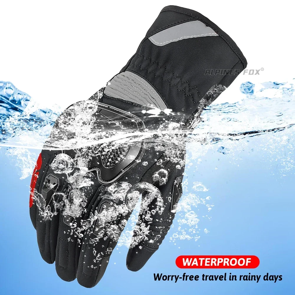 SUOMY Winter Motorcycle Gloves Waterproof Gant Moto Warm Lady Pink Full Finger Moto Gloves Touch Screen Motorbike Riding Gloves