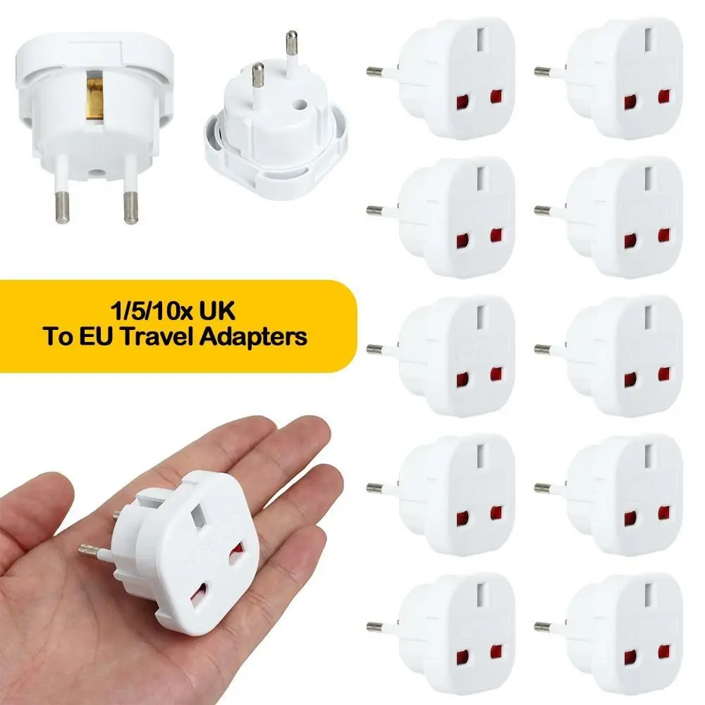 Power Charger UK to EU Converter Durable Europe European Wall Socket Outlet Connector 3 TO 2 PIN Socket Plug Travel Adapter