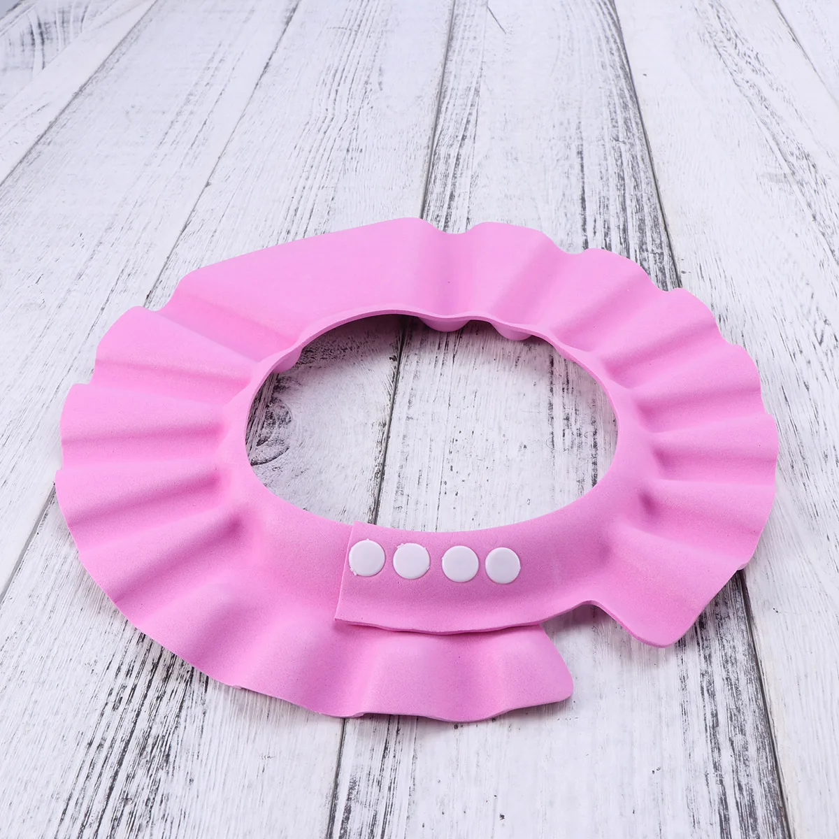 

Adjustable Ultra-Light Pink Eva Waterproof Baby Shower Bathing Shampoo Hat Protector for Kids Above 40cm Head Girth