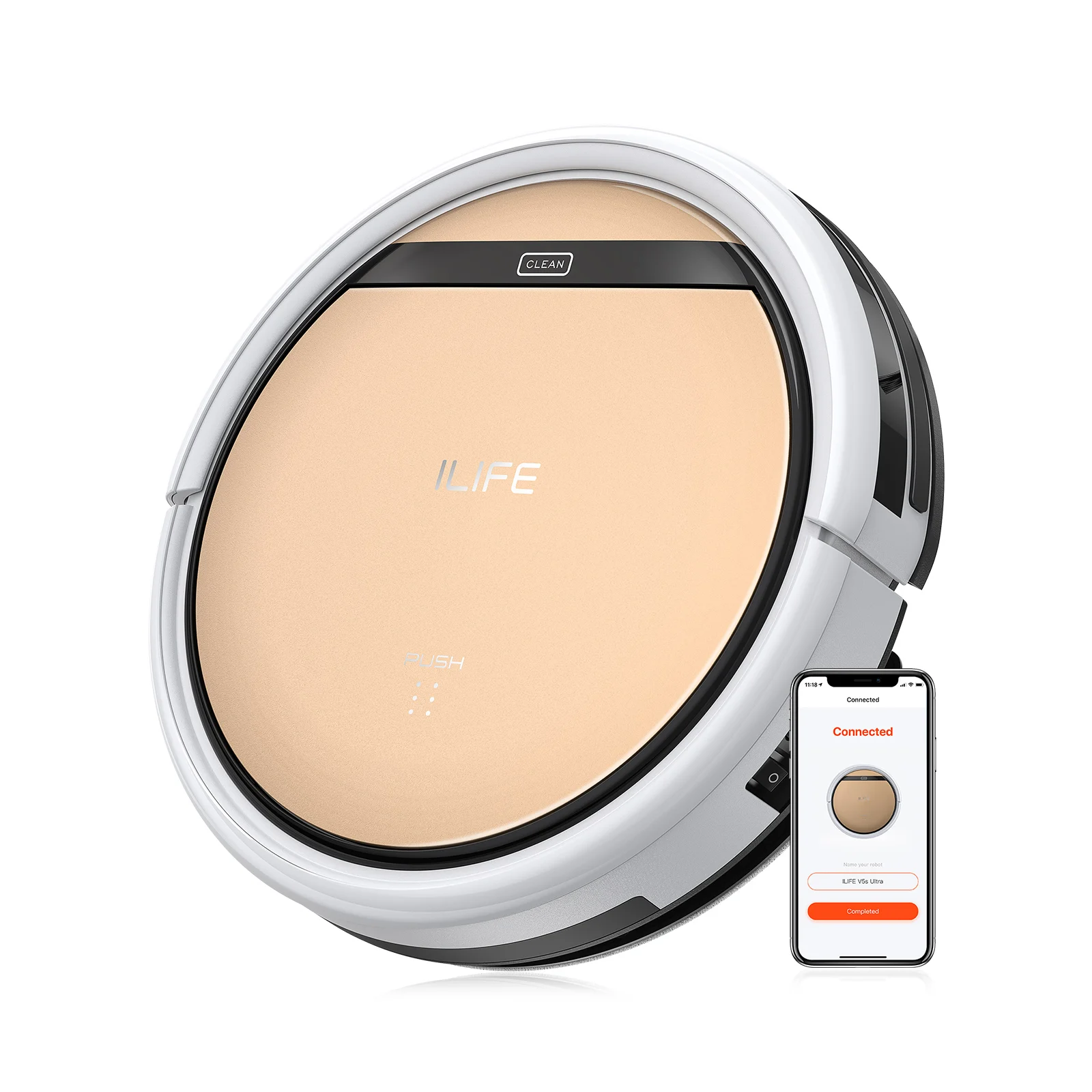 Robot Aspirador y Fregador ILIFE V5s Ultra, Succión de 4000 Pa, Control por App/Remoto, Creación de Mapas, Programación de Limpieza