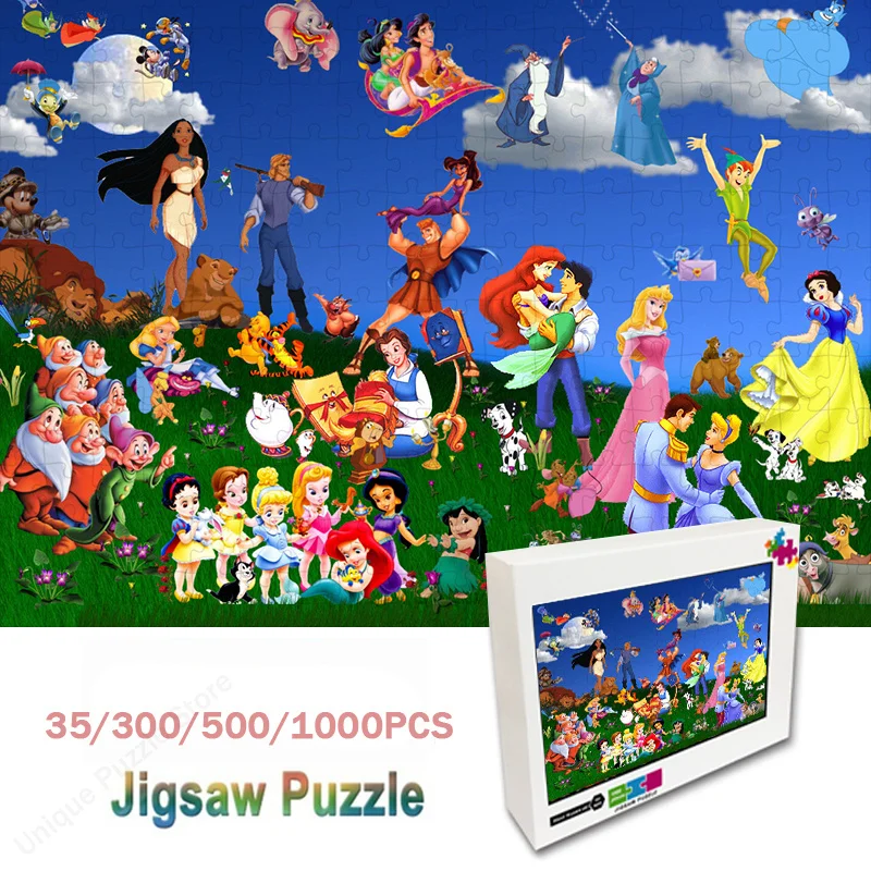 

35/300/500/1000Pcs Disney Characters Collection Wooden Jigsaw Puzzle Disney Anime Picture Diy Toys for Adults Kids Home Decor