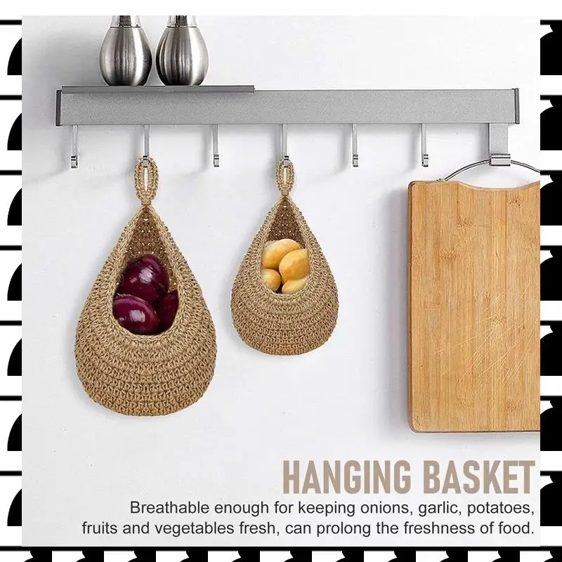

A44U Подвесная корзина с фруктами для кухни, подвесные настенные корзины для фруктов и овощей, декоративные подвесные кухонные корзины ручной работы
