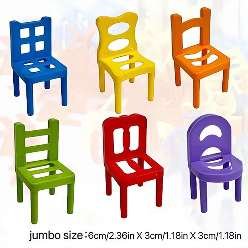 24pcs 2.36-Inch Stacked Chairs Building Blocks Stacked Chairs Parent-Child Gatherings Interactive Stress Relieving Random Shapes