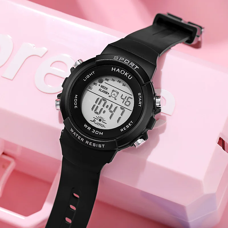 Fashion Sports Digital Watch for Women Girls Boys Chronograph Silicone Strap Electronic Watches Waterproof Luminous Wristwatch