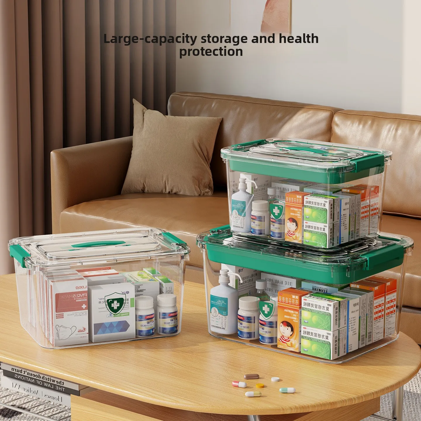 Medicine Storage Box Large Capacity First Aid Organizer Multi Layer Portable Case Transparent Design Home Use