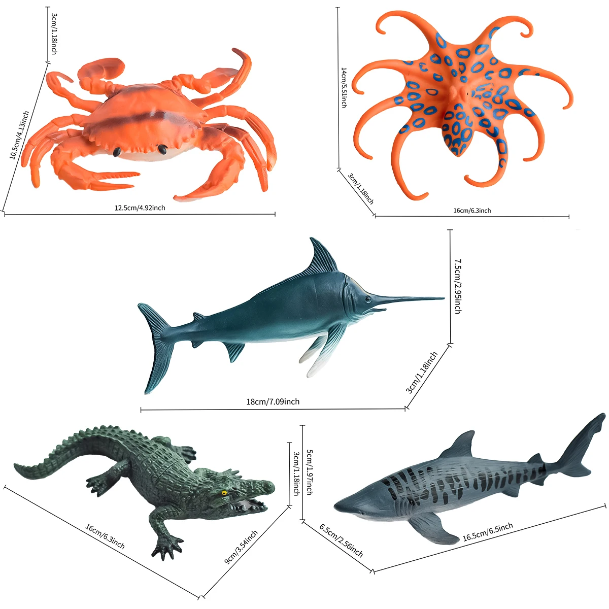 10 أنواع من مجموعات الحيوانات المحاكاة البيئية المائية | الألعاب المعرفية التفاعلية بين الوالدين والطفل | تعليم رياض الأطفال | الحلي الزخرفية | هدايا عيد ميلاد الأطفال | البطريق، التمساح، الختم، السلطعون #3