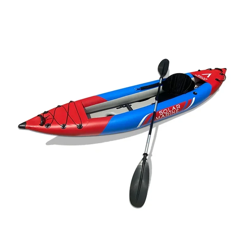 

SOLARMARINE Inflatable Kayak Single Person Fishing Canoe with High Pressure Floor and EVA Padded Seats with High Back Sup