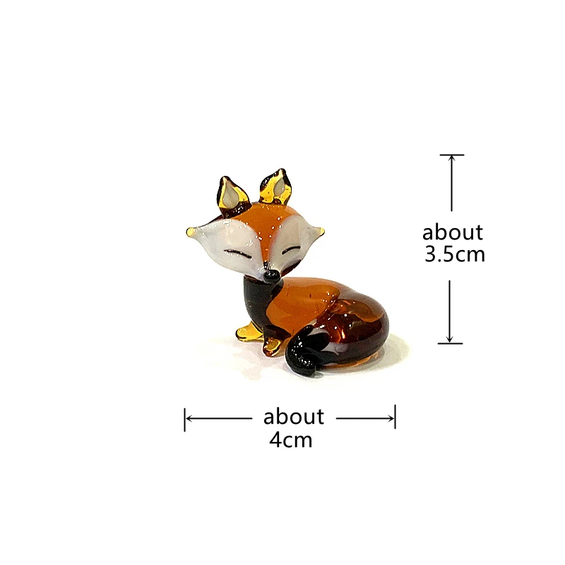Mini Glass Fox Figurine Cute Animal Small Statue Ornament Home Desktop Bedroom Decor Creative Holiday Party Xmas New Year Gifts