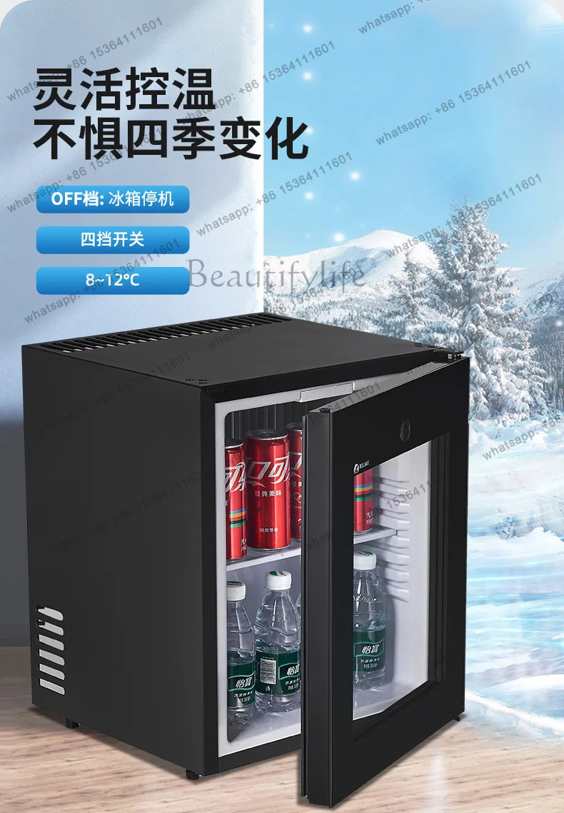YJ DT-30CG Heat Pipe Mini Refrigerator With Lock Small Cooling Cooler For Hotel Guesthouse Guest Room Minibar Storage