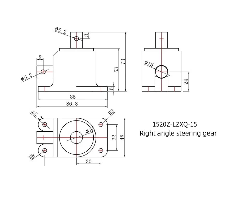 Right Angle Reversing Gearbox Small Steering Gear 15 mm Shaft 90 Degree Bevel Gear Ratio 1:1 Bevel Gear